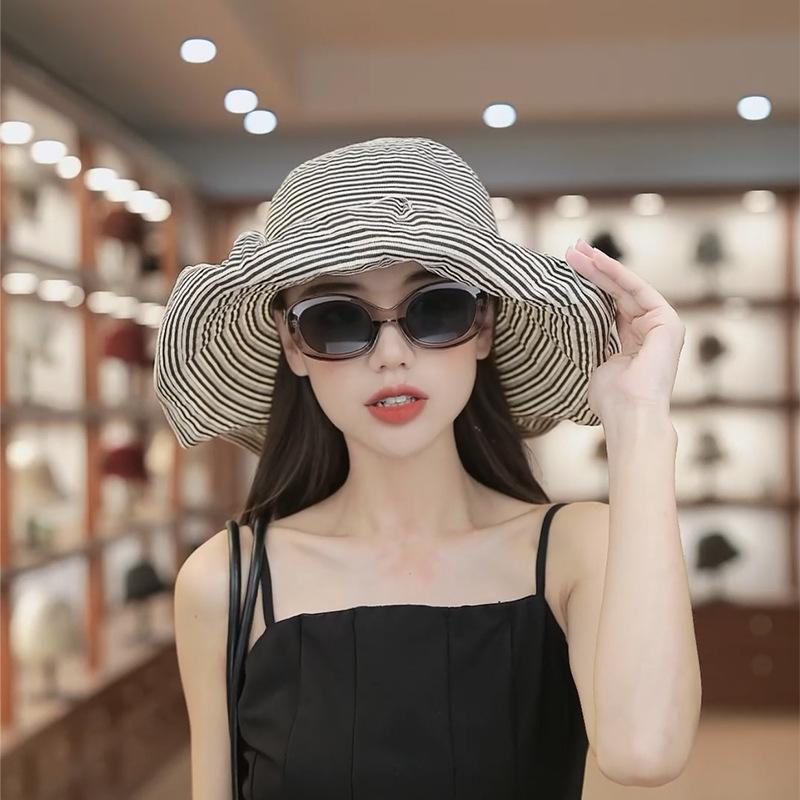 Beach Hat Children's Fashion Striped Face Small Bucket Hat Summer New Outdoor Travel Sun Hat