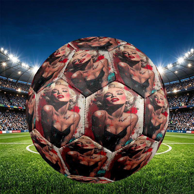 Marilyn Monroe Print Size 5 Soccer Ball, PU Wear Resistant Football for Match Training and Daily Practice, Birthday Gift for Soccer Fans