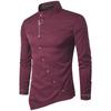 Men's European Size Oblique Button Irregular Spring Collar Shirt - Large Size, Good Quality