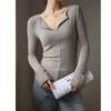 Herbst und Winter Damen-Bottom-Shirt Hochwertiges modales Damen-Innendesign-Oberteil mit V-Ausschnitt und langärmeliger Bottoming-Kleidung