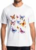 Colorful Butterfly Mens T-Shirts,Short Sleeve T Shirts for Men Crew Neck Tee Watercolor Gradient Men's T-Shirts