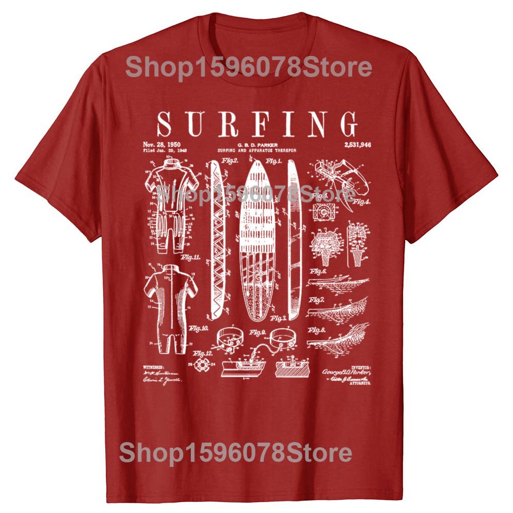 Rolig Surfbräda Surfing Vintage Patent Surfare T-shirts Män Bomull Humor Streetwear T-shirt Kortärmad Unisex Lös Klädsel