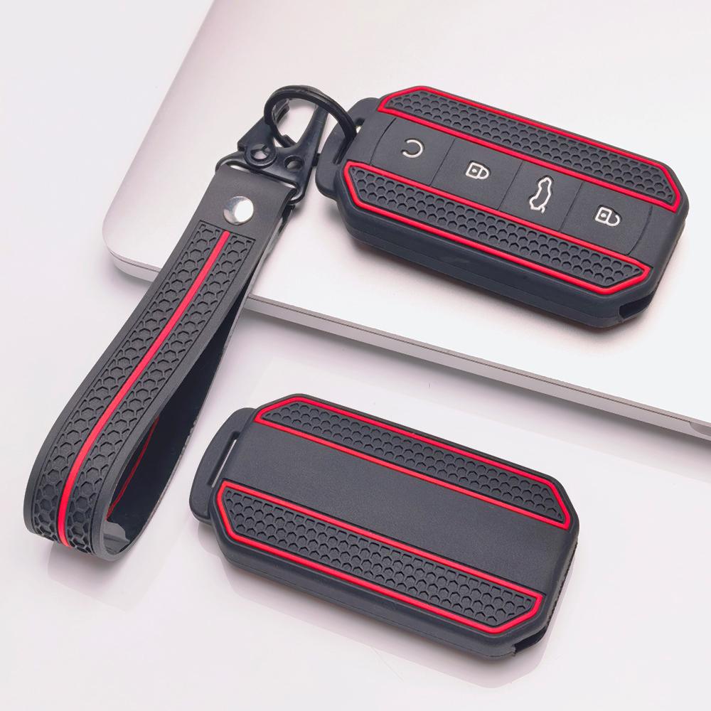 Key Fob Cover for Chery Tiggo with Keychain Anti-Scratch Guard Shockproof Protection Soft Grip Texture Responsive Button Touch Dust Resistant Cover