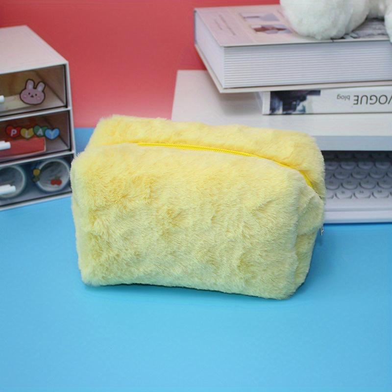 Cute Fluffy Cosmetic Bag Travel Makeup Storage Case for Girls Macaroon Color Sweet Pencil Pouch Women Zipper Toiletries Bags