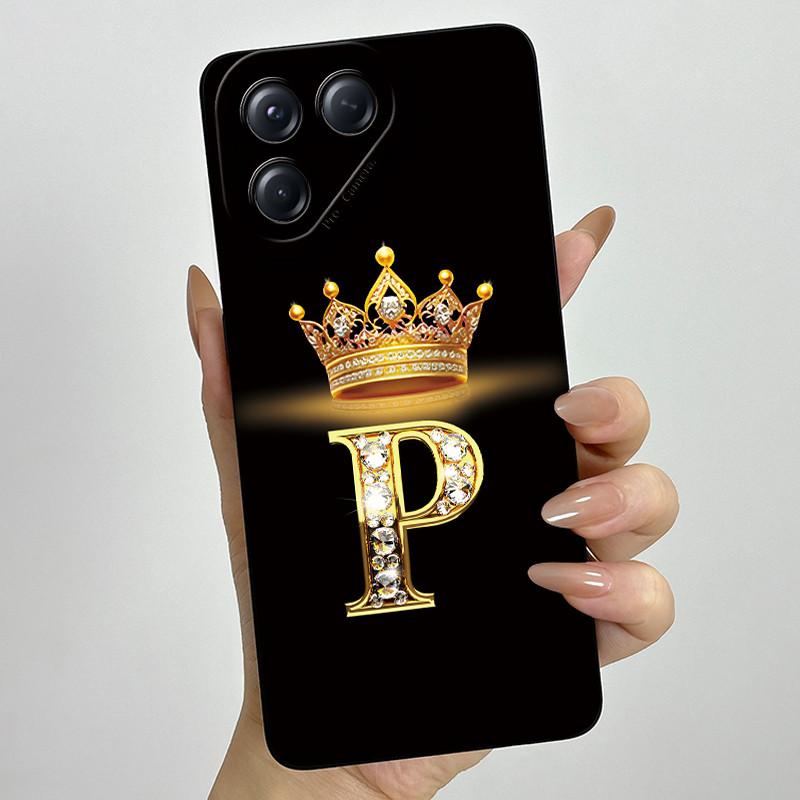 For Tecno Pova 7 Neo Phone Case Crown Initial Letters Liquid Silicone Dustproof Full Protection For Tecno Pova 7Neo Funda Coques