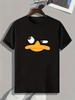 Mens Summer Casual Round Leader Tshirt with Angry Duck Face Print Lightweight and Comfortable