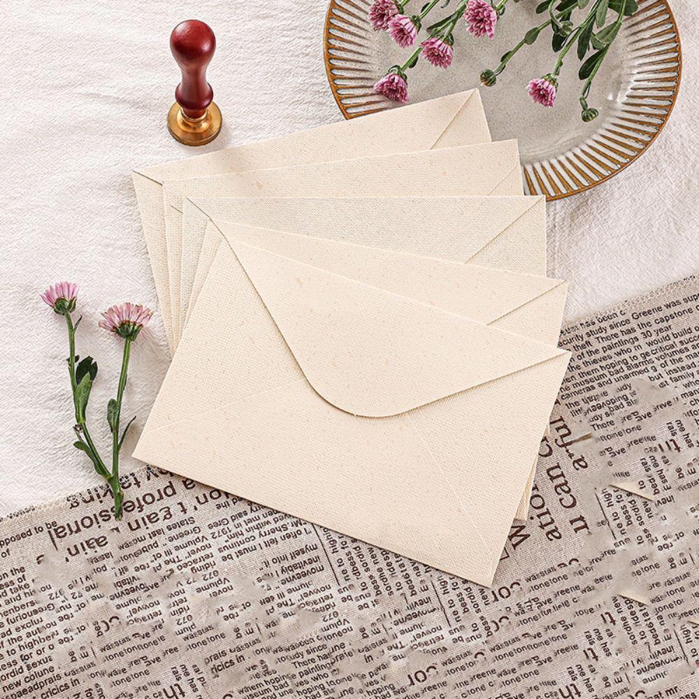 10Pcs Linen Texture Retro Envelope Simple Greeting Card Sheepskin Envelope Invitation Letter