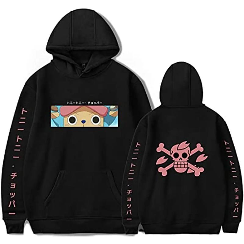 Spring Autumn Men Fashion Hoodie Monkey D LUFFY Casual Hooded Clothing Solid Color Streetwear Male Cartoon One Piece Sweater
