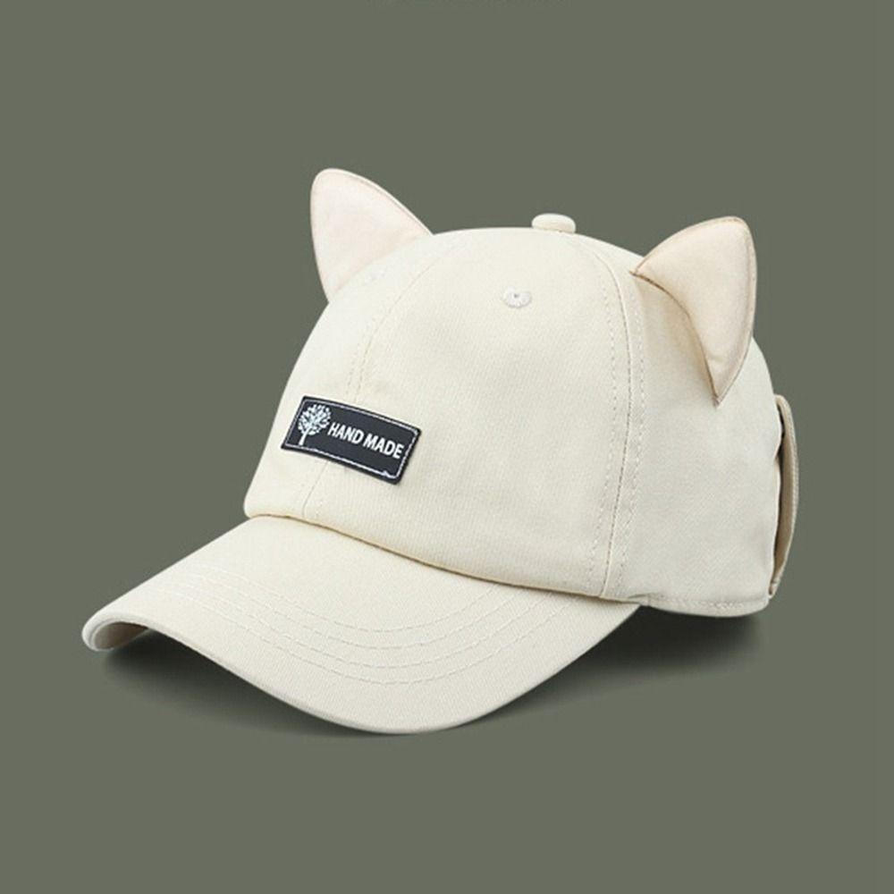 Cat Ear Streetwear Adjustable Peaked Cap Korean Style Sun Visor Pilot Hat Women Baseball Cap