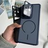 Full Body Lens Flip Stand Magnetic Matte Phone Case For Samsung S26 S25 Edge S24 Plus S 25 FE S23 Ultra For Magsafe Back Cover