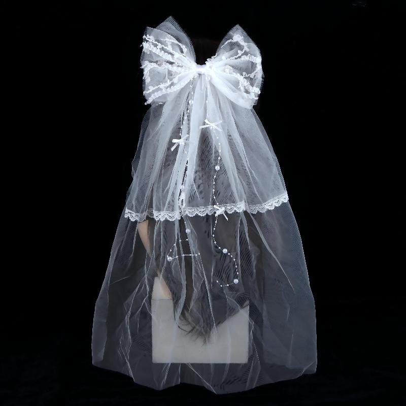 Short White Bow Tulle Bridal Veil With Hair Clip Wedding Bachelorette Hen Party Veil Hair Clip Hair Accessories Photoshoot Props