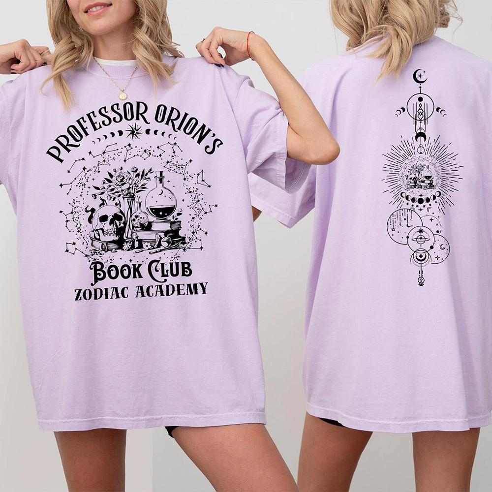 T-shirt Vintage Zodiac Academy T-shirt Club de Lecture du Professeur Orions Lecteur de Fantaisie Tee Unisexe Coton Y2K Haut Tendance Quotidienne Streetwear