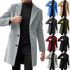 Men's Mid Length Trench Coat Trendy Business Single Breasted Wool Coat