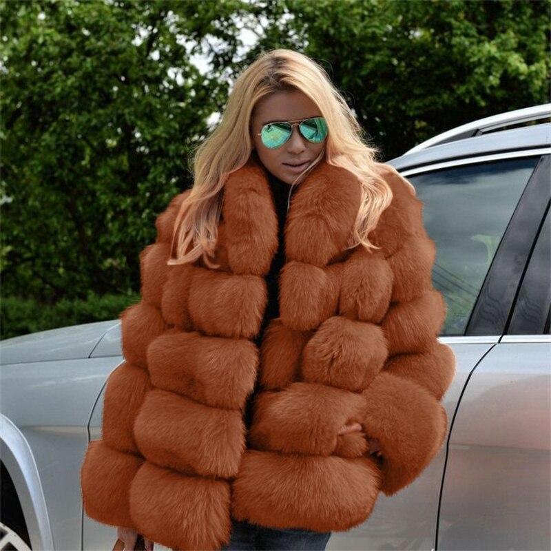 Fluffy Furry Fake Fur Jacke New Mink Coat Women Winter Thick Warm Faux Fur Coat Top Fashion Fox Fur Long Sleeve Outerwear Woman