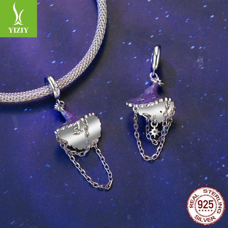 Halloween Luminous Color-Changing Hat Diy Pendant Accessories, Cross-Border Accessories S925 Sterling Silver Beads