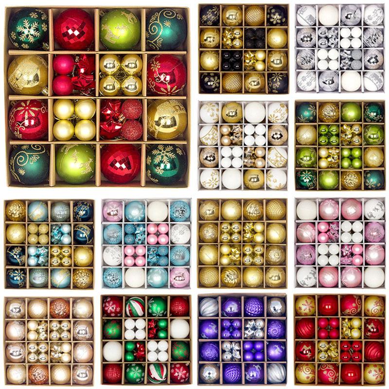 Atemberaubendes 44-teiliges buntes Weihnachtskugel-Set in einzigartigen Formen für festliche Dekoration