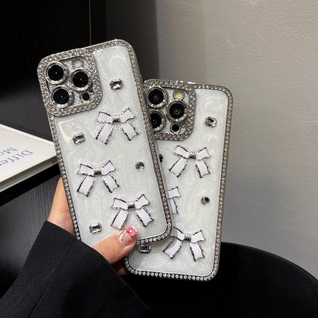 ins wind flash diamond bow rhinestone suitable for Apple 11promax mobile phone case iPhone11pro advanced sense 11