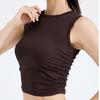 Summer New Pleated Sleeveless Sports Vest Waist Slim Yoga Women's Top