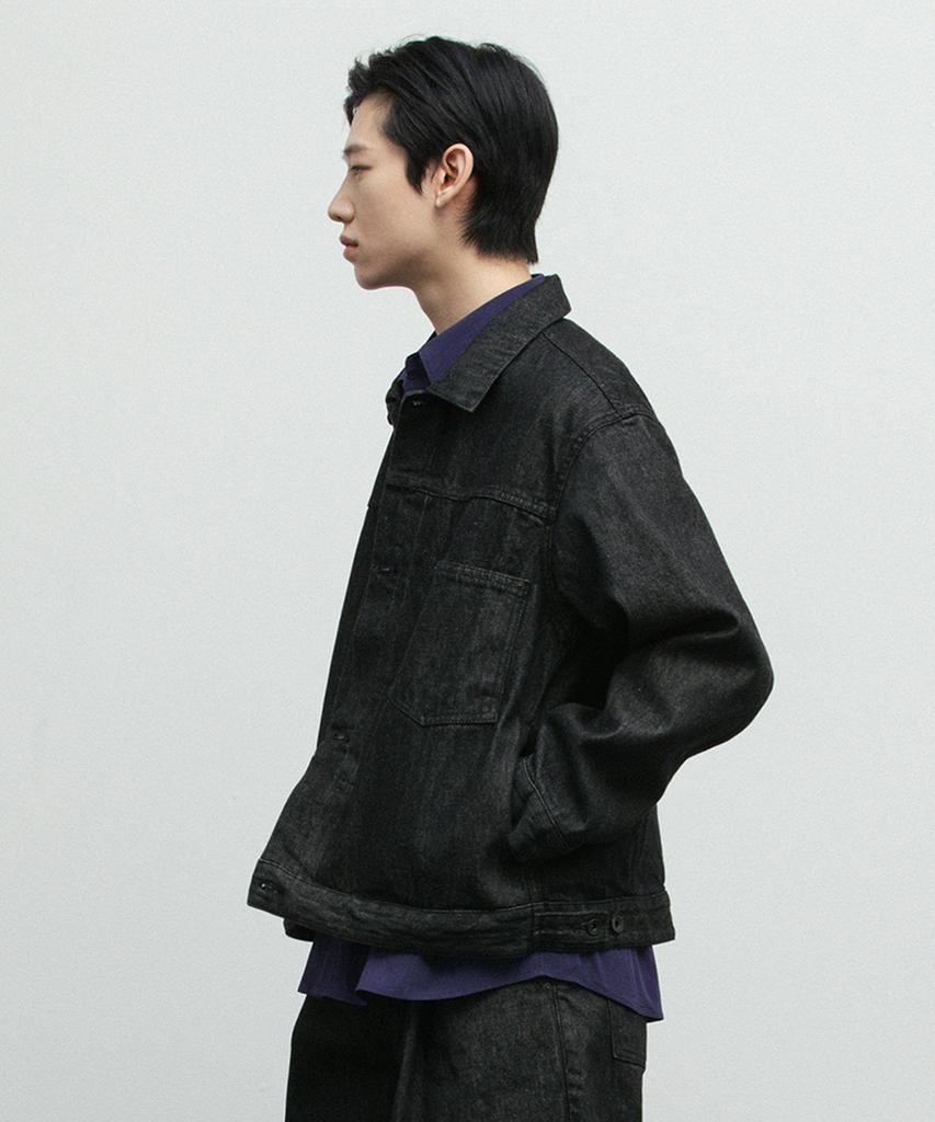 Blankroom Trucker Jacket_Clean Black