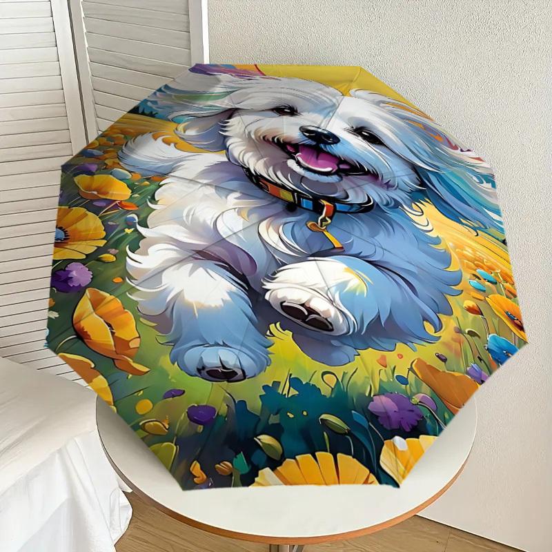1pc dog flower Automatic Open/Close Umbrella Compact Folding Umbrella with 8-Rib Shaft for Women/Men, Elegant Birthday1130S