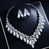 European and American Luxury Earrings Necklace Two-piece Set Full of Diamonds Fashion Set Chain Bridal Dress Wedding Banquet Accessories Women