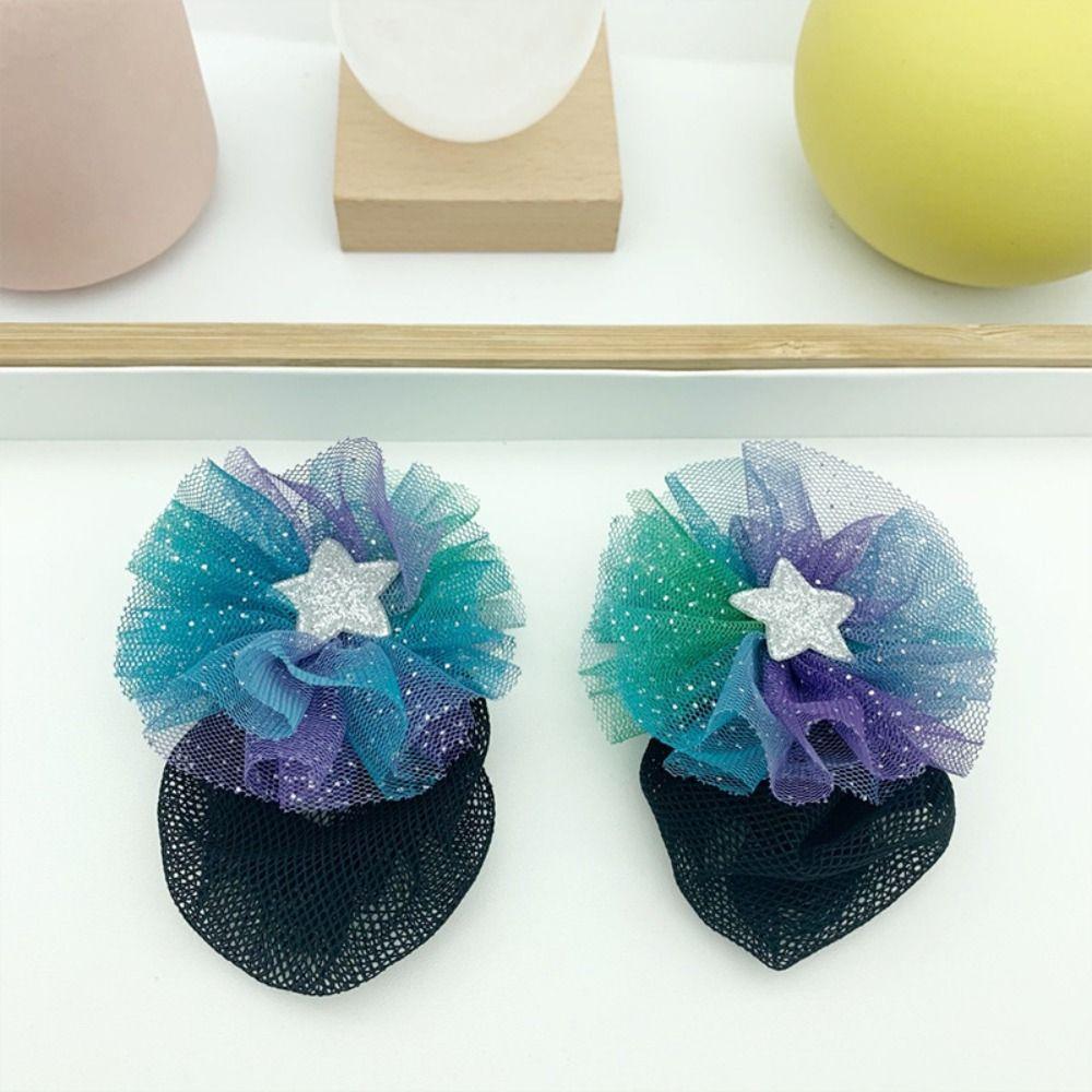 2PCS Spring Clip Ballet Hair Net Fashion Headdress Korean Bun Snood Girls Elastic Hair Net Kids