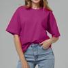 Dames Effen Kleur Korte Mouw Lente en Zomer Modellen van Effen Kleur T-shirt Katoen Korte Mouwen Losse Honderd Tops
