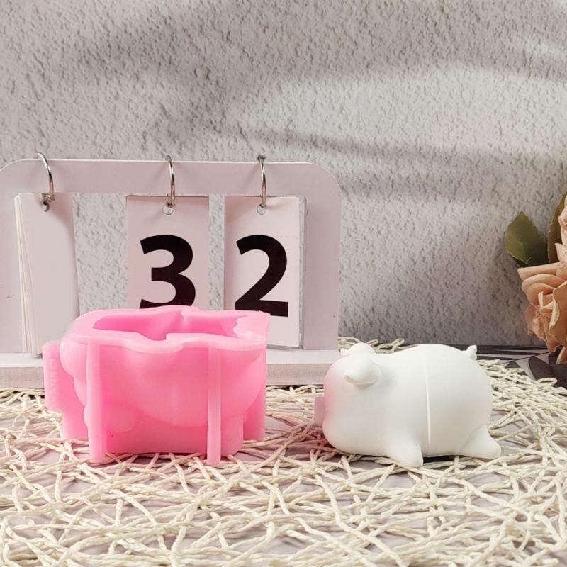 3D Piggy Figurine Silicone Candle Molds Animal Statue Silicone Molds for Epoxy Resin Candle Making Gypsum Decoration