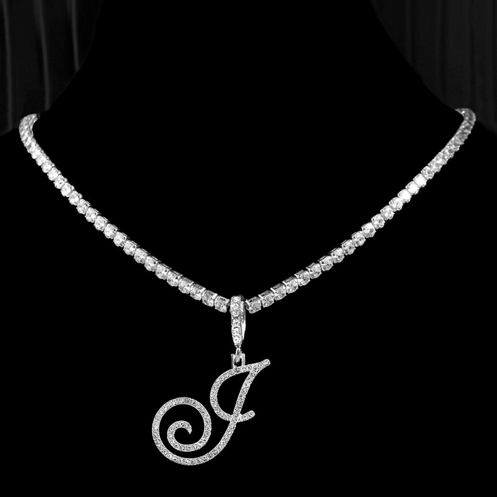 Nouvelle Chaîne Lettres Cursive Zircon Cubique Collier Nom Initial Bijoux Hip Hop Couleur Or Argent Pendentifs Alphabet CZ 26 Colliers
