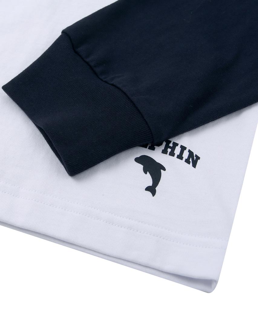 DOLPHIN WAVE APPAREL Dolphin Silicone Print Raglan Long Sleeve T-Shirt Navy