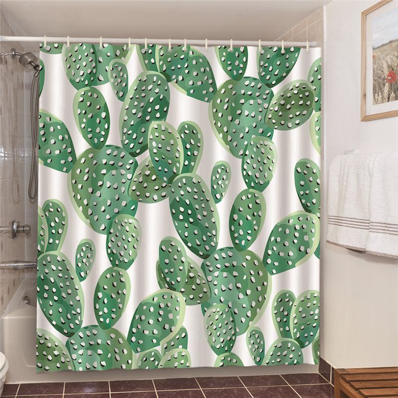 Shower Curtains Green Tropical Plants Bathroom Polyester Waterproof Shower Curtain Leaves Printing Curtains For Bathroom Shower