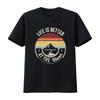Mens River Floating Retro Life Is Better At The Camping T Shirt Black X Large Vintage Washed Fashion Stretched Unisex Soft