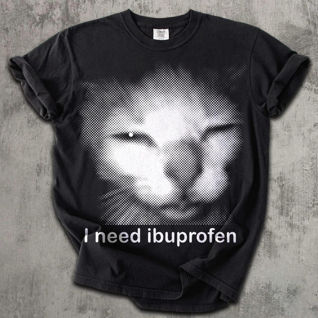 I Need Ibuprofen Funny Vintage Graphic Cat T-Shirt, Comfort Colors Shirt, Silly Kitten Meme Tee, Ironic Gift for Her Him