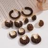 Autumn and Winter Flocking Leopard Print Geometric Round Water Drop U-shaped Ear Buckle Maillard Earrings