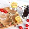 100Pcs Disposable Bamboo Sticks Wooden Knotted with Twisted Ends Skewers Fruit Cocktail Picks BBQ Snacks Club Sandwiches