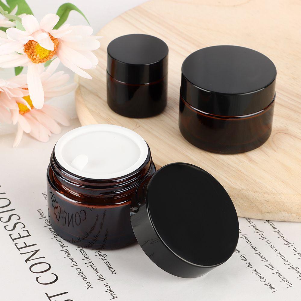 5 мл-500 мл Темно-коричнева багаторазова пляшка Портативна скляна розливна пляшка Кругла пляшка для чаю, крему для обличчя Контейнер для косметики подорожній Банка