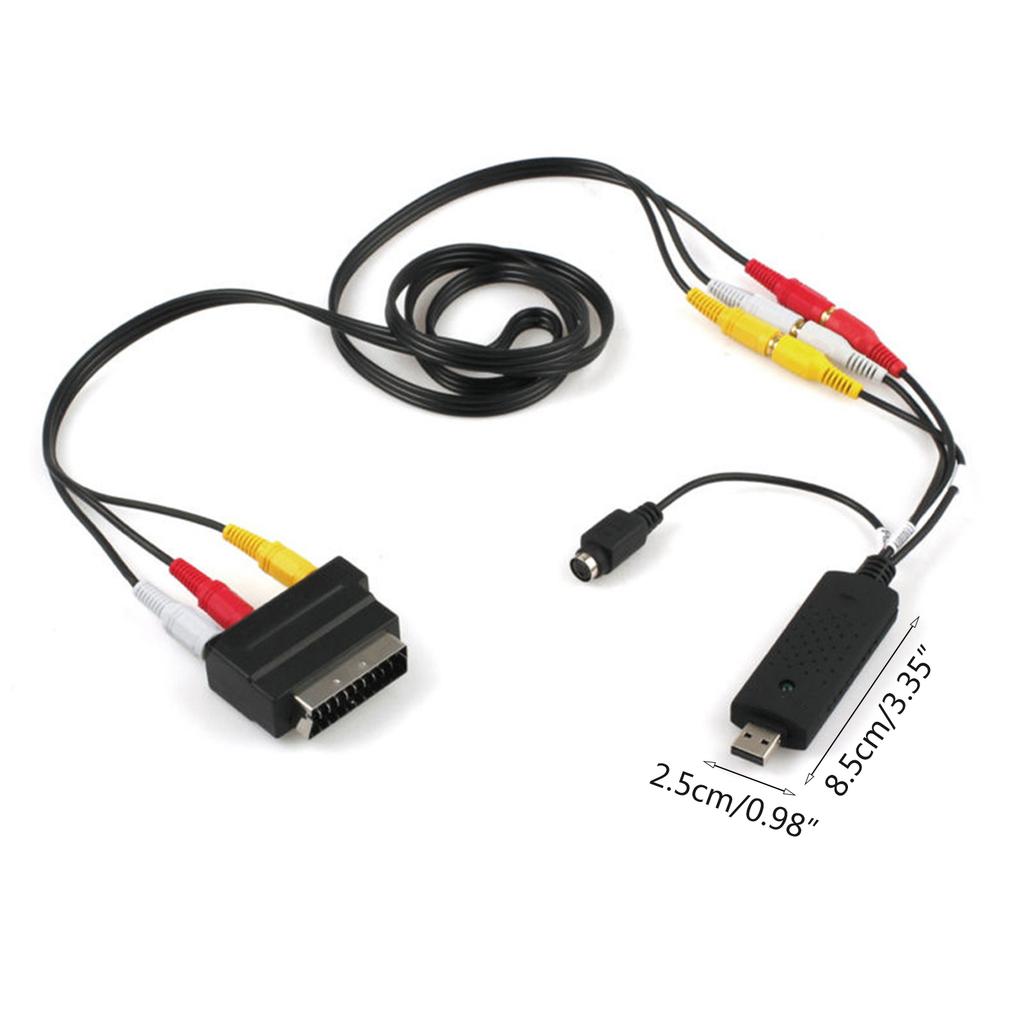 Capture Audio Vidéo USB2.0 VHS vers DVD Convertisseur Appareil Kit Câble RCA pour Windows10