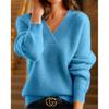  Autumn/Winter Women's V-Neck Solid Color Knit Top: Multicolor Pullover Sweater
