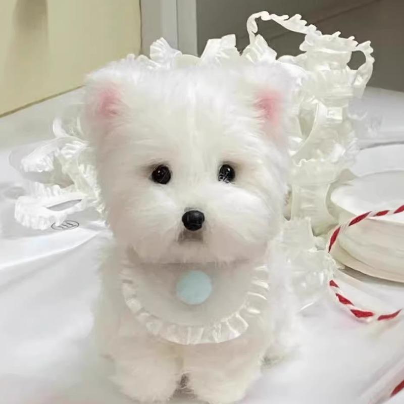 Birthday Gift for Girlfriend/Dog Lover, Realistic Plush Puppy with Luxurious Fur, Handmade Twisted Pipe Cleaner Dog