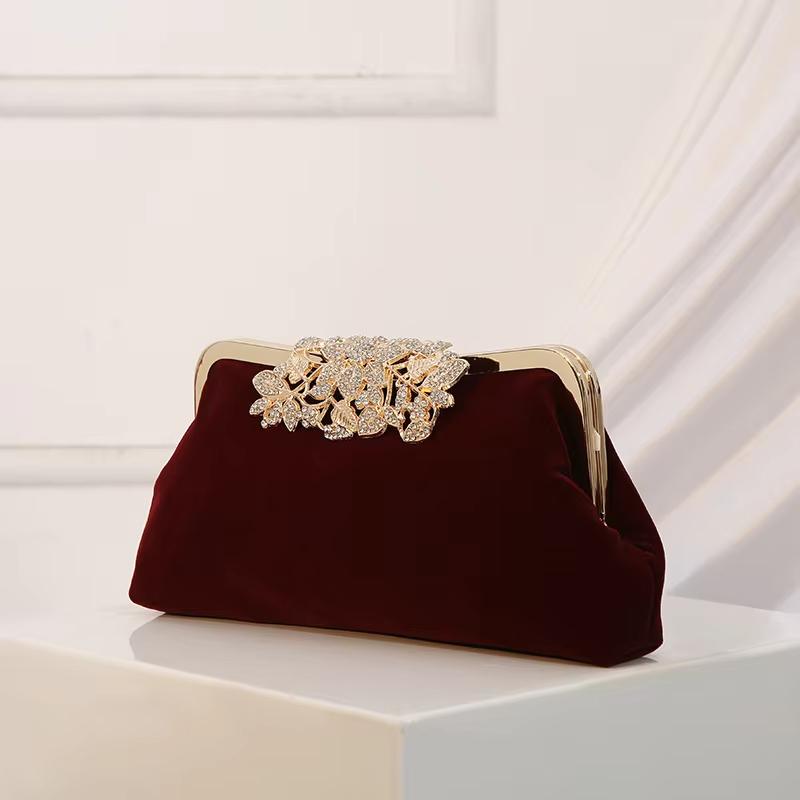 Female Fashionable Handbag Diamond Design Delicate Evening Purses Dinner Anniversary Wedding Party Clutch Bags with Long Chain