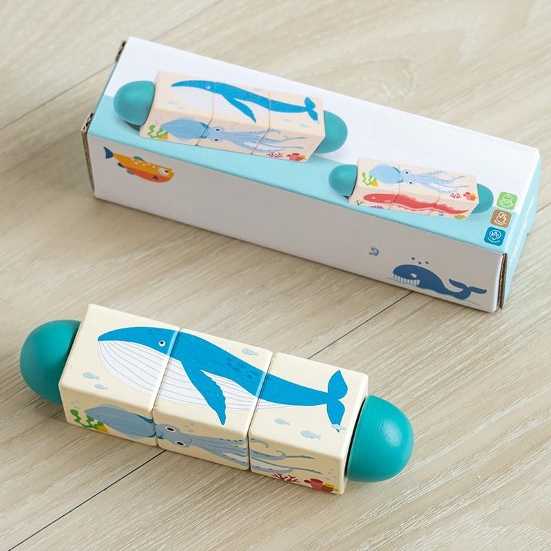 Wooden Infant Montessori Puzzle With Recognition Domino For Early Childhood Education