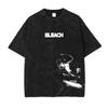 Vintage Washed Anime Bleach Kurosaki Ichigo Graphic T-shirt Men Women Printed Tee Summer Casual Fashion Clothing Tops High Quality Streetwear