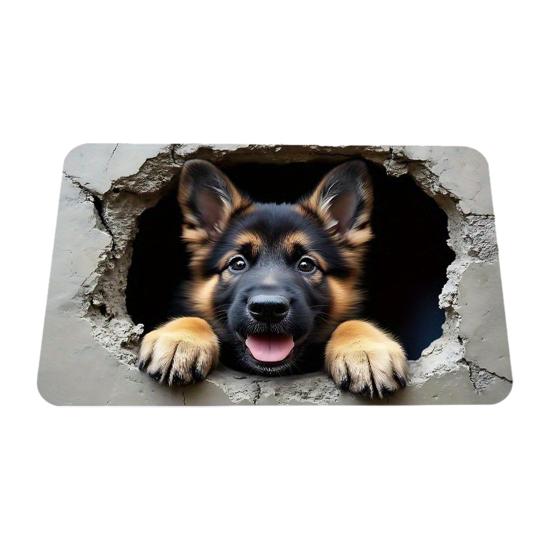 Yousheng Realistic Animal Floor Mat 3D Optical Illusion Rug Cute Cat Design Entrance Rug Non-slip Dog Doormat for Bathroom Kitchen Living Room Bedroom
