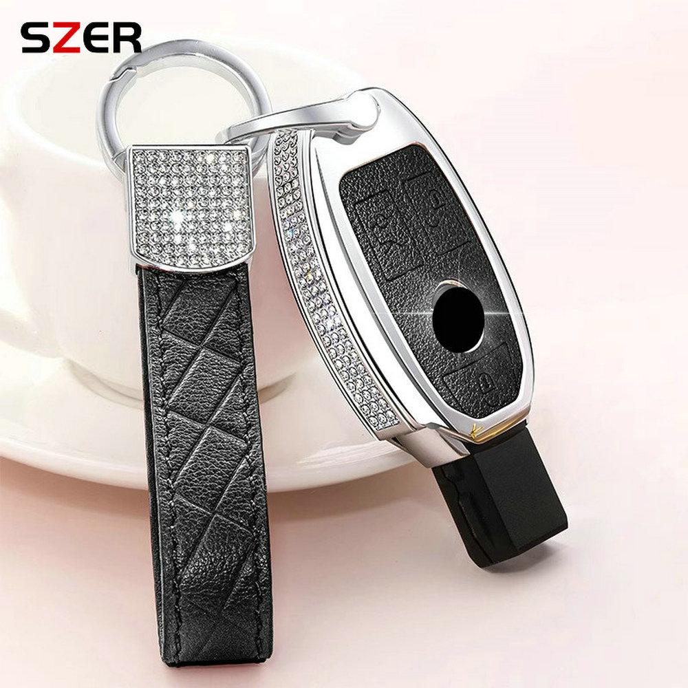 Metal Leather Car Key Fob Case Cover For Mercedes Benz W205 W213 W204 W176 W212 W177 Glc Cla Amg A B C E S G Class Accessories