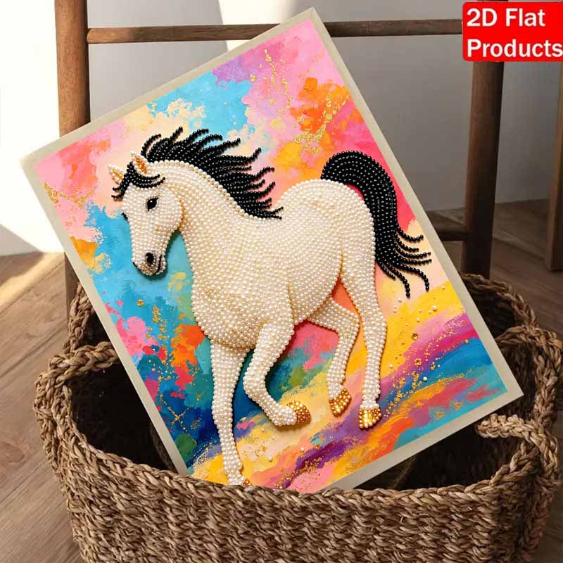 5D Pearl Kit Majestic Horse Pattern DIY Pearl Art Relaxing Handmade Ornament Home Wall Desktop Decoration for Beginners