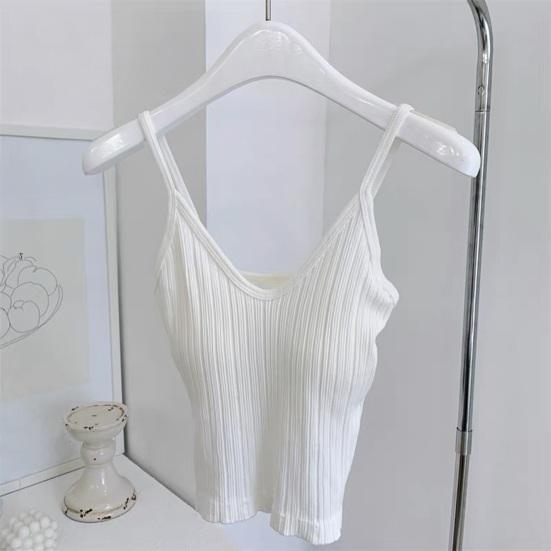 V Neck Tank Top for Women Double Lined Ribbed Sleeveless Basic Shirts with Built-in Bra Summer Padded Going Out