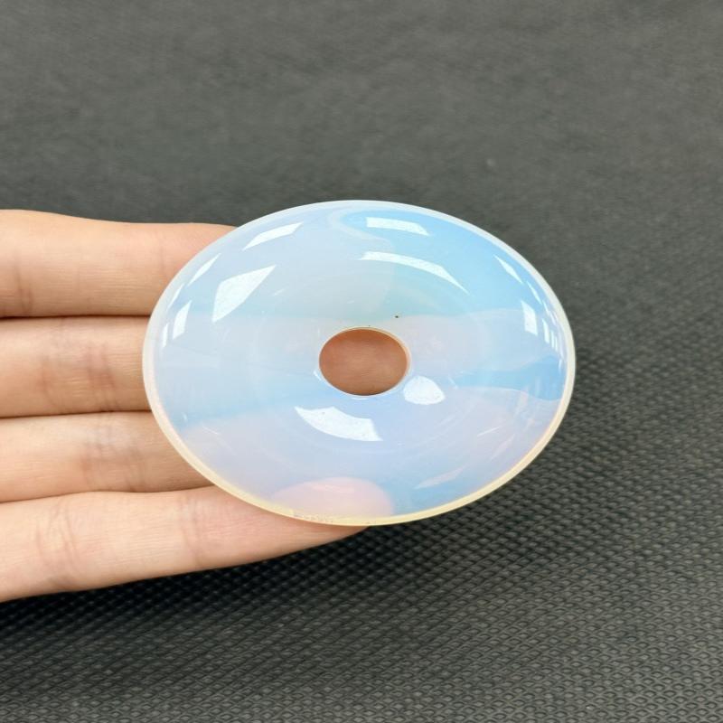 50Mm Donut Natural Gem Stone Pendant For Jewelry Making Large Loose Bead Pink Quartz Green Aventurine Opal Charms