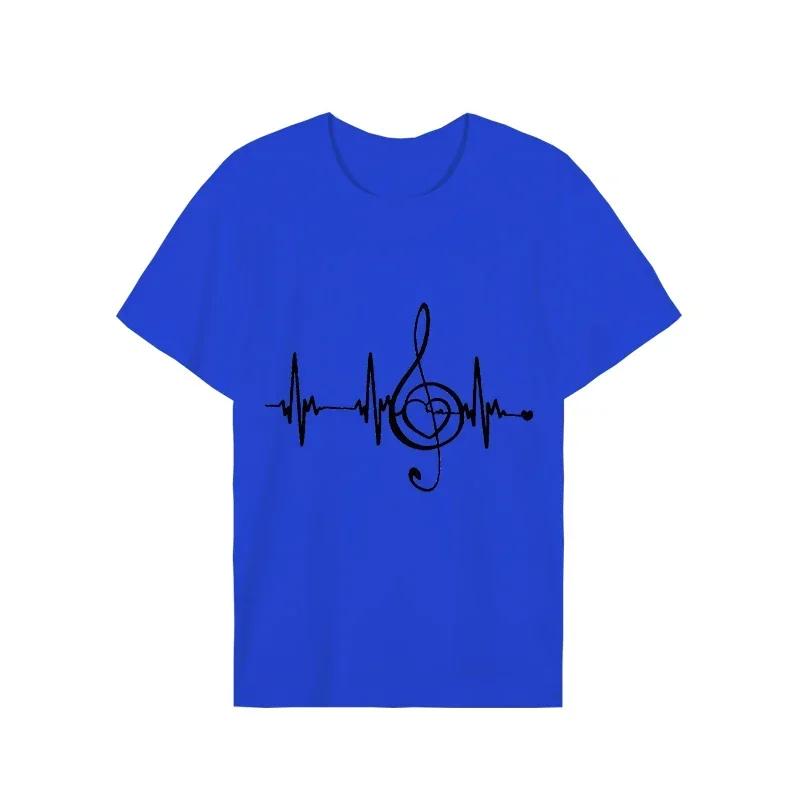 Men's Black Shirts Short Sleeves T-Shirts Oversized Summer Tops Music Note Heartbeat Funny Tshirts for Men Design Music Tee Tops