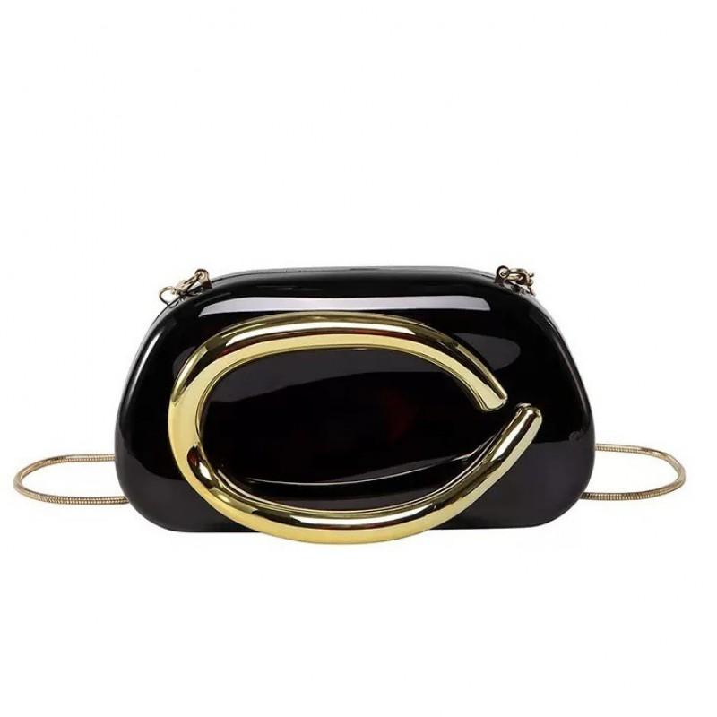 Acrylic Clutch Bag Women Hard Shell Mini Evening Purse With Metal Chain Strap Urban Chic Square Design