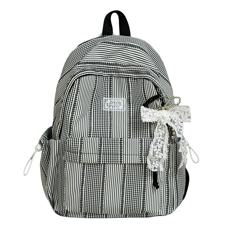 Schoolbag Japanese Small Fresh Plaid Schoolbag Female College Student Simple Girl Backpack High Value Junior High School Student Campus Backpack